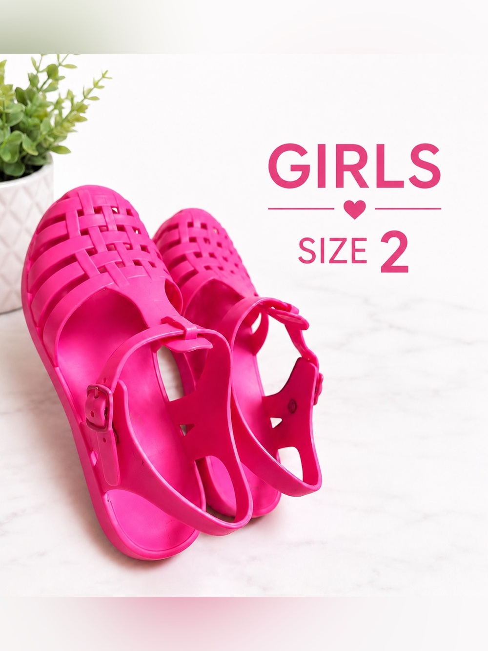 The Children’s Place Girls Jelly Sandals Size 2 Hot Pink Beach Water Shoes